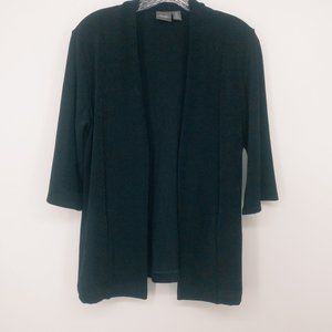 Chicos Travelers Size O Black Cardigan Open Front Short Sleeves